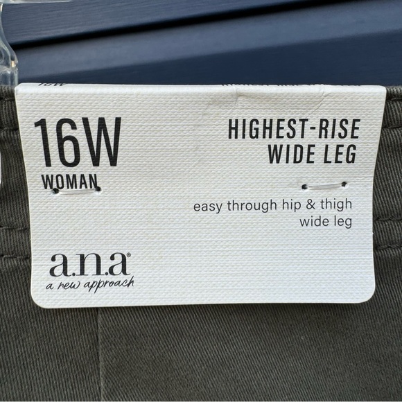 NWT a.n.a women’s size 16W highest-rise wide leg pants bottoms oregano army - Picture 9 of 11